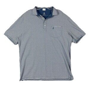 Johnnie-O Men XL Polo Shirt Navy Stripe Stretch Hangin’ Out Casual Athleisure